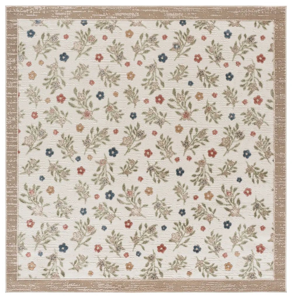 Safavieh Cameron 6'-7" x 6'-7" Rug in Ivory / Beige Green