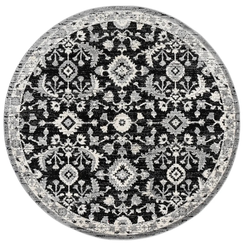Safavieh Cameron 6'-7" x 6'-7" Rug in Black / Grey Ivory