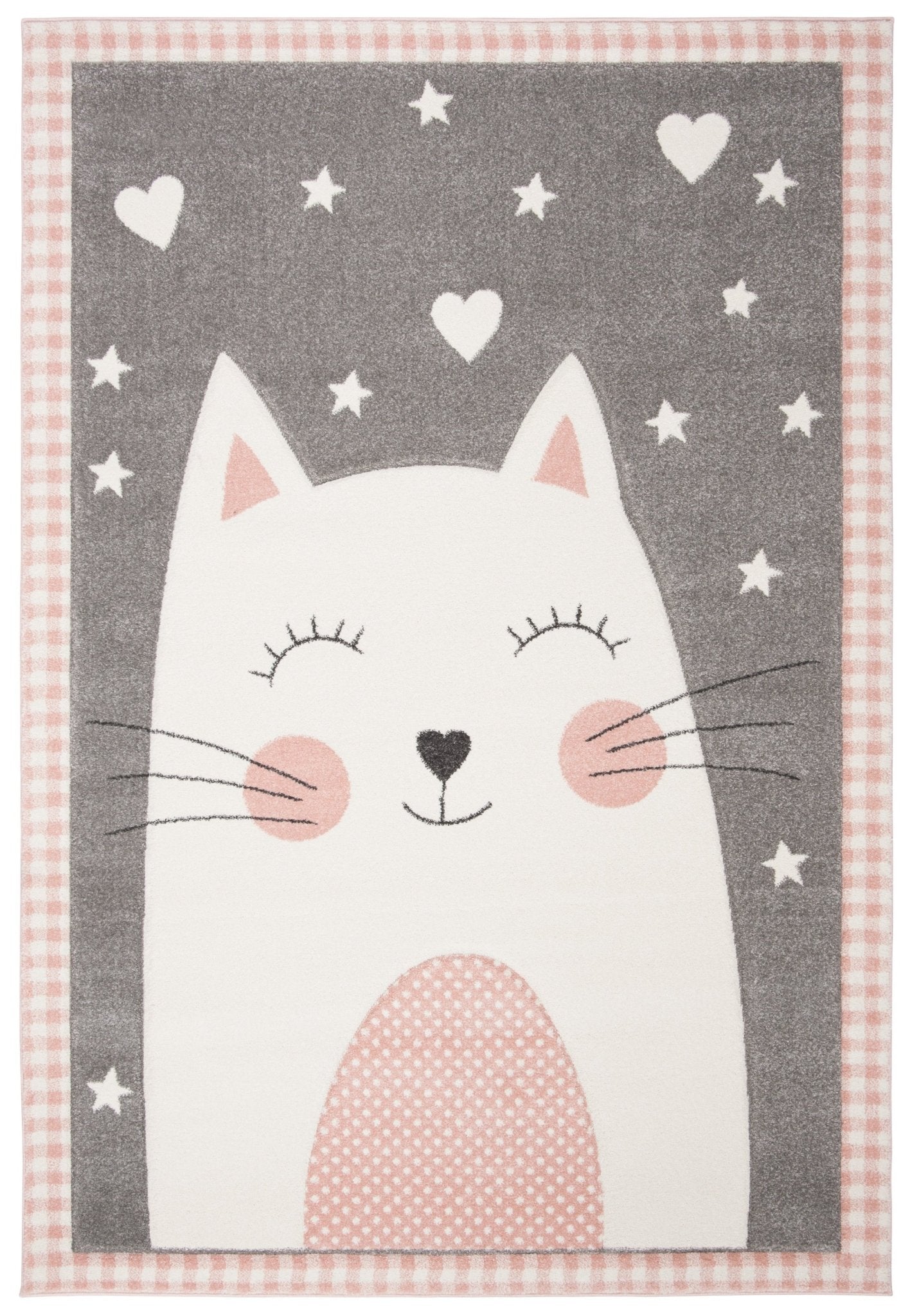 SAFAVIEH Carousel Kids Area Rug - 4' Round Blush Pink Animal Design Non-Shedding Playroom Rug