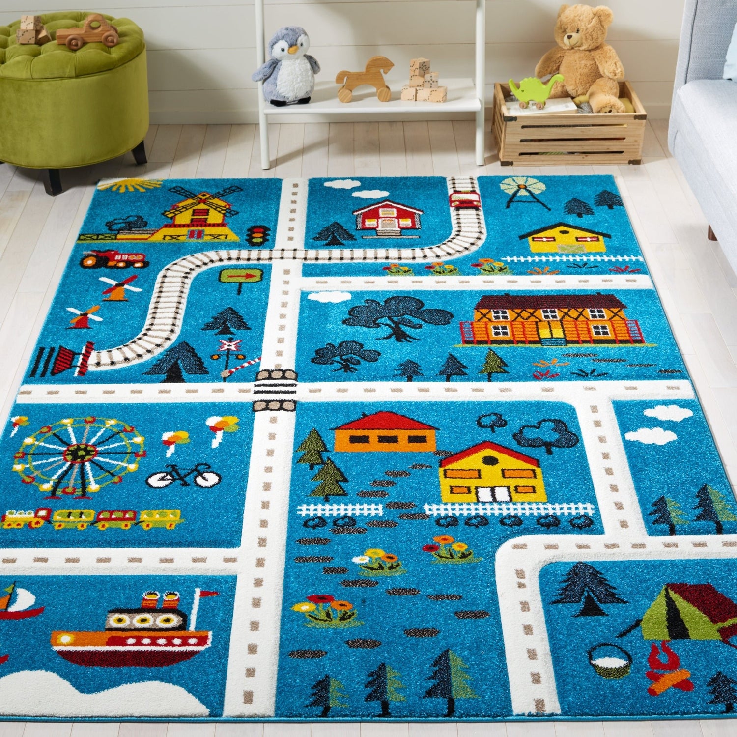 Safavieh Carousel Kids Crk197M Blue/Beige Rug - Safavieh - crk197m - 4