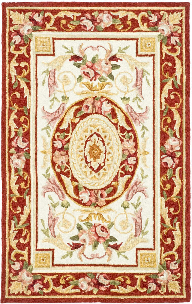 Safavieh Chelsea hk72a Ivory / Burgundy Rugs - Safavieh - hk72a - 5ov