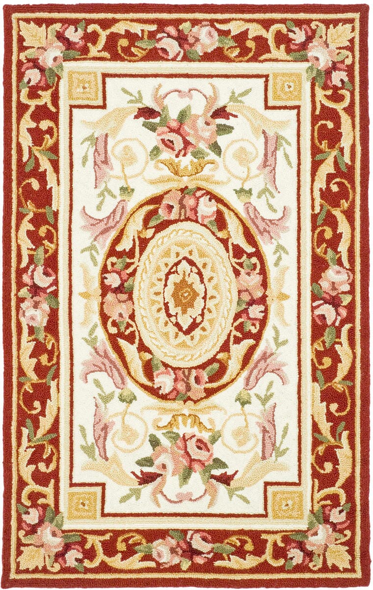 Safavieh Chelsea hk72a Ivory / Burgundy Rugs - Safavieh - hk72a - 5ov
