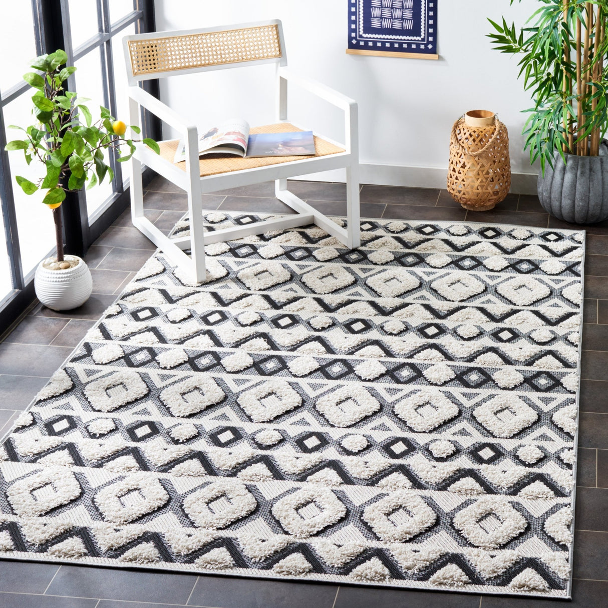 Safavieh Cottage Cot210B Ivory/Black Rug - Safavieh - cot210b - 4