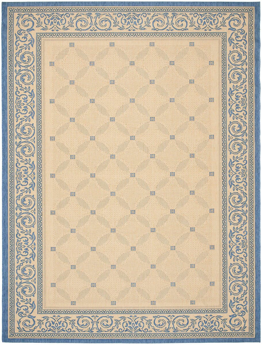 Safavieh Courtyard Cy1502 - 3101 Natural / Blue Rugs - Safavieh - cy1502 - 3101 - 5r
