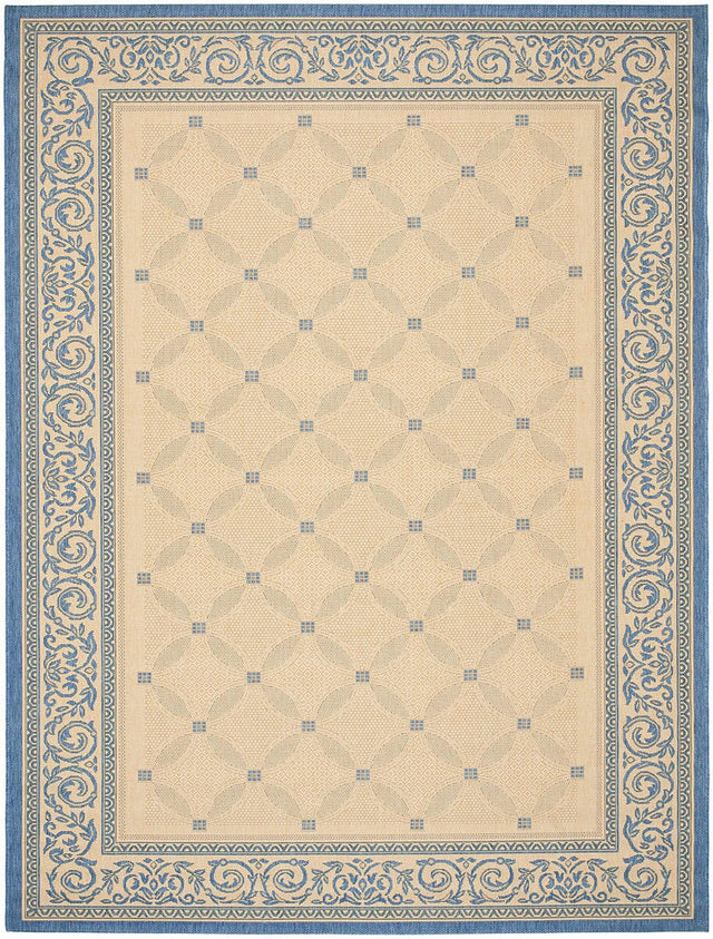 Safavieh Courtyard Cy1502 - 3101 Natural / Blue Rugs - Safavieh - cy1502 - 3101 - 5r