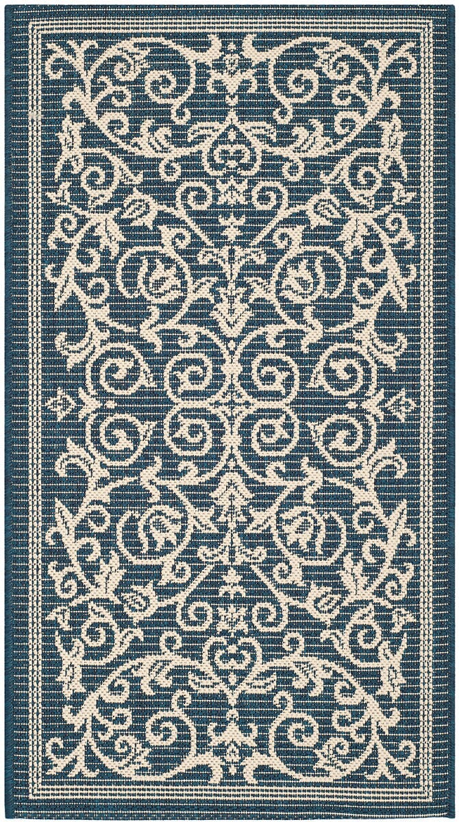 Safavieh Courtyard Cy2098 - 268 Navy / Beige Rugs - Safavieh - cy2098 - 268 - 5r
