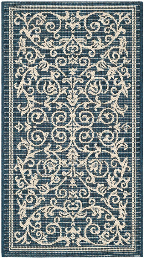 Safavieh Courtyard Cy2098 - 268 Navy / Beige Rugs - Safavieh - cy2098 - 268 - 5r