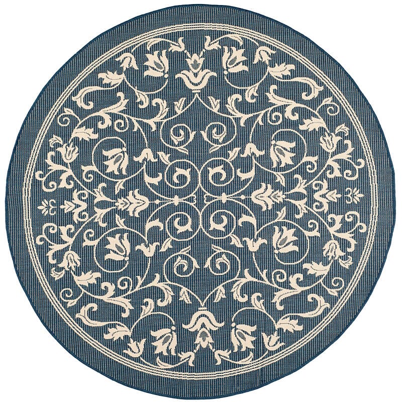 Safavieh Courtyard Cy2098 - 268 Navy / Beige Rugs - Safavieh - cy2098 - 268 - 5r