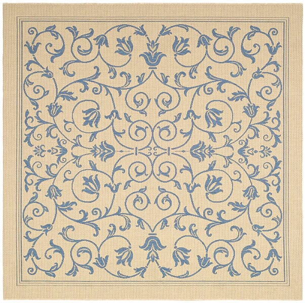 Safavieh Courtyard cy2098 - 3101 Natural / Blue Rugs - Safavieh - cy2098 - 3101 - 7sq