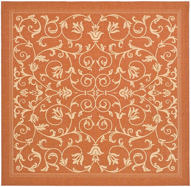Safavieh Courtyard cy2098 - 3202 Terracotta / Natural Rugs - Safavieh - cy2098 - 3202 - 7sq