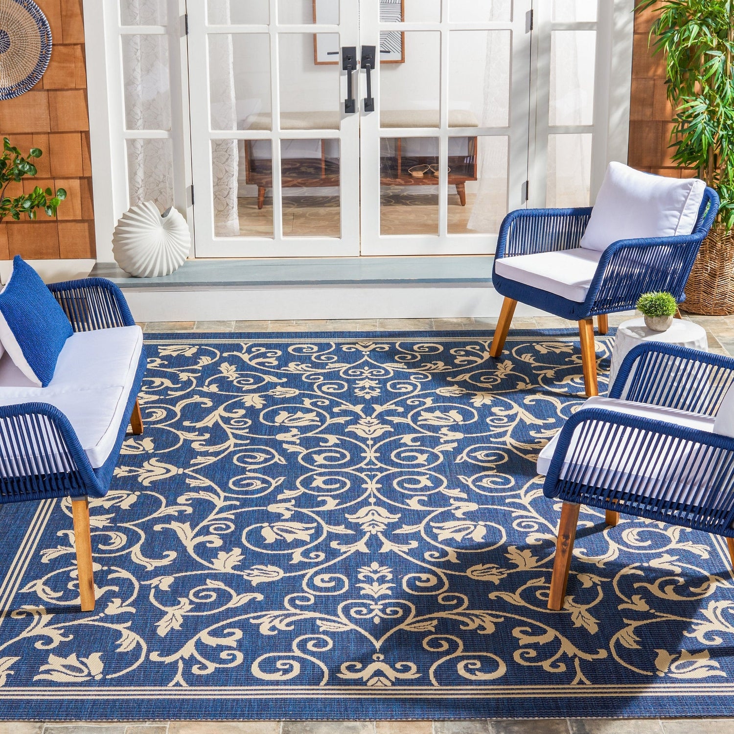 Safavieh Courtyard Cy2098 Navy/Beige Rug - Safavieh - cy2098 - 268 - 4r