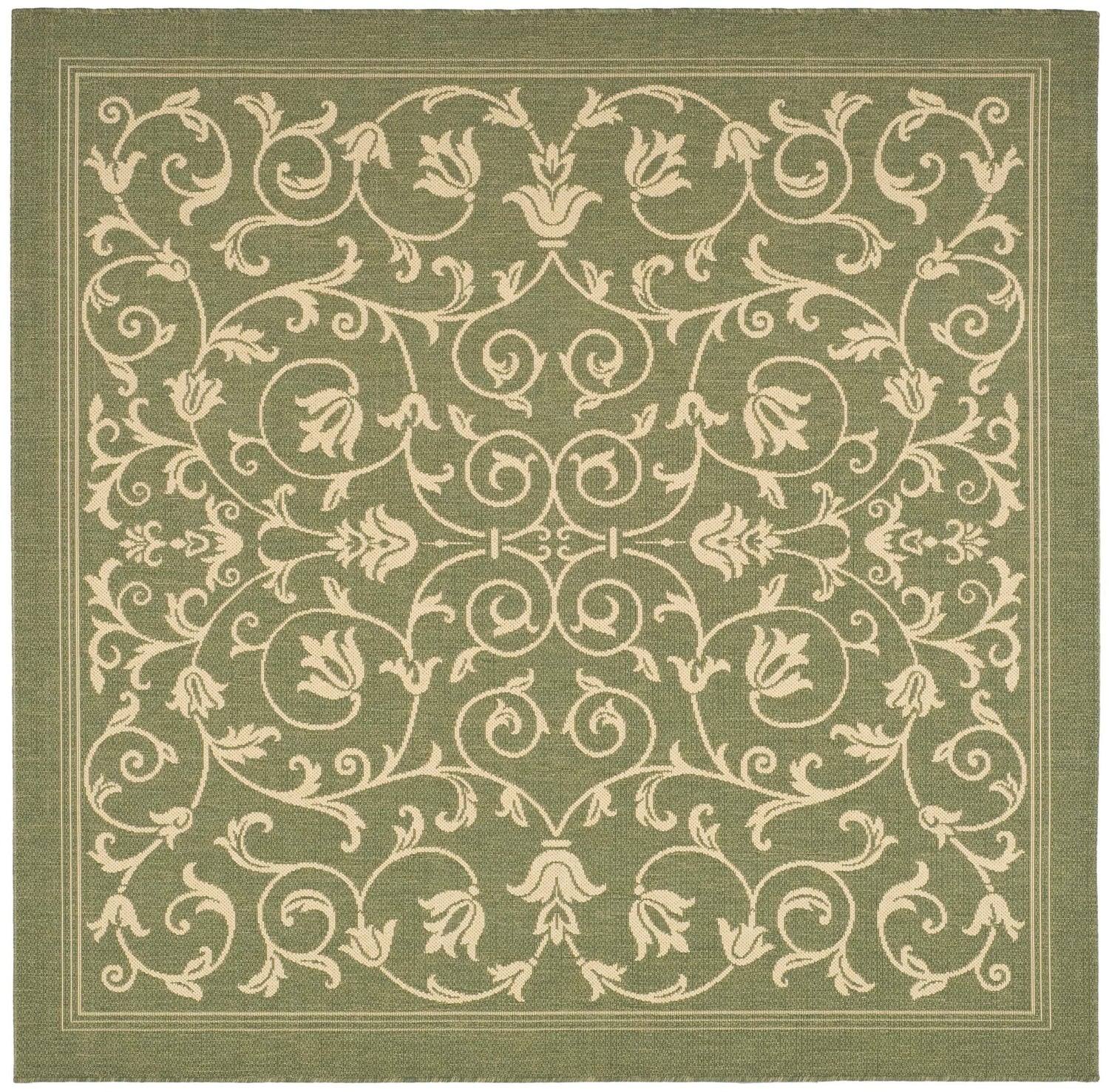 Safavieh Courtyard Cy2098 Olive/Natural Rug - Safavieh - cy2098 - 1e06 - 4sq