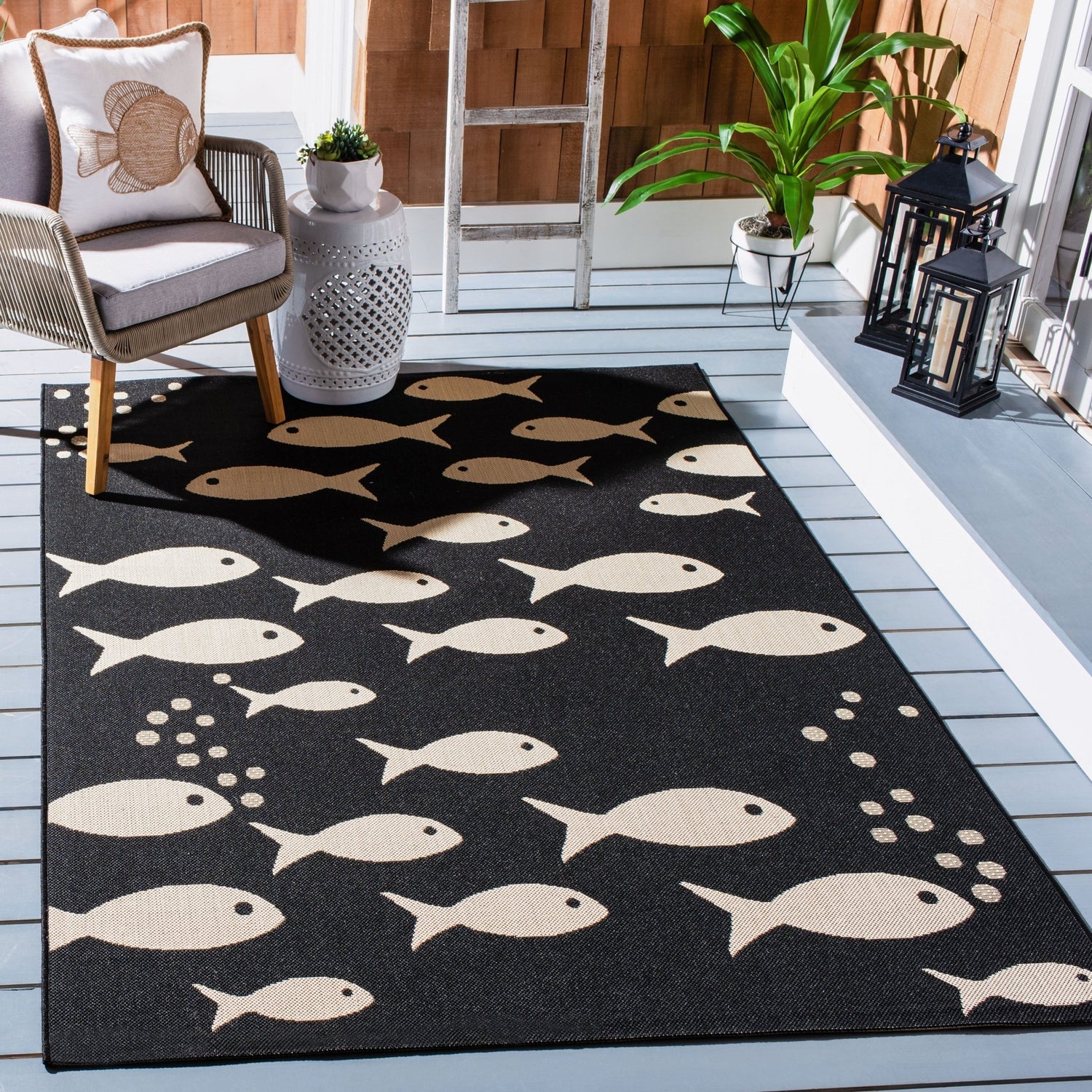 Safavieh Courtyard Cy6012 Black/Beige Rug - Safavieh - cy6012 - 256 - 4