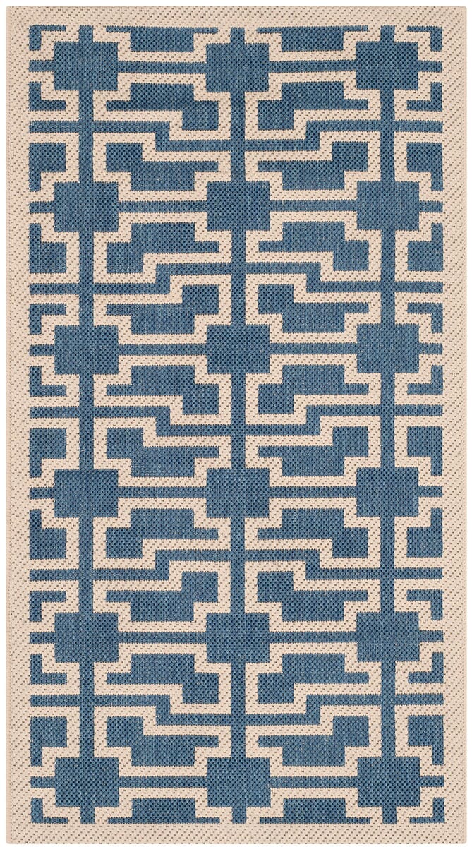 Safavieh Courtyard Cy6015 - 243 Blue / Beige Rugs - Safavieh - cy6015 - 243 - 8r