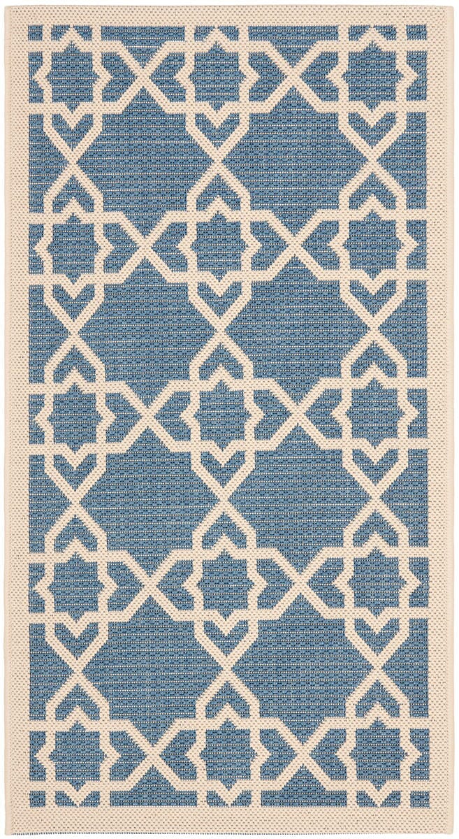 Safavieh Courtyard Cy6032 - 243 Blue / Beige Rugs - Safavieh - cy6032 - 243 - 5r