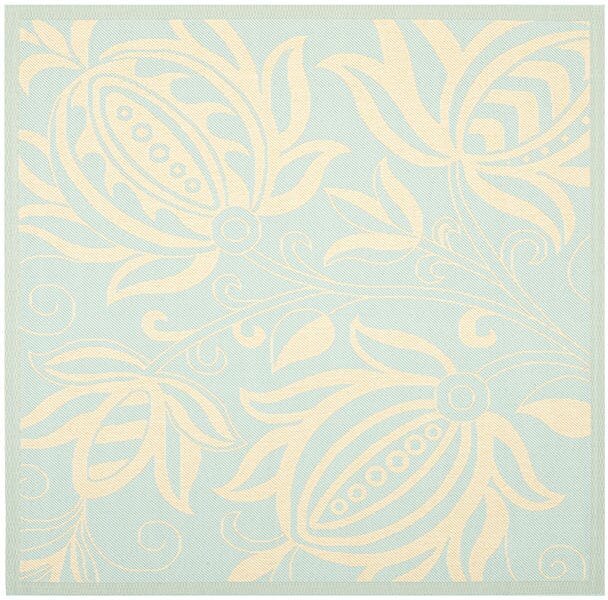 Safavieh Courtyard Cy6109 - 25 Aqua / Cream Rugs - Safavieh - cy6109 - 25 - 7sq