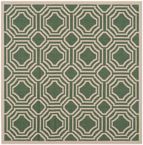 Safavieh Courtyard Cy6112 - 332 Dark Green / Beige Rugs - Safavieh - cy6112 - 332 - 5sq
