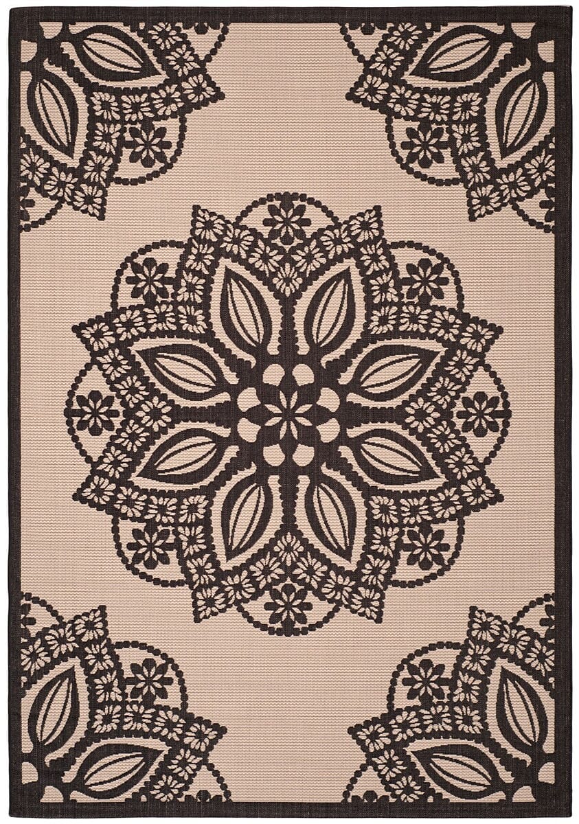 Safavieh Courtyard Cy6139 - 256 Beige / Black Rugs - Safavieh - cy6139 - 256 - 7sq