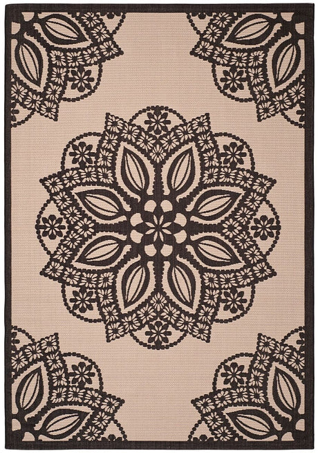 Safavieh Courtyard Cy6139 - 256 Beige / Black Rugs - Safavieh - cy6139 - 256 - 7sq
