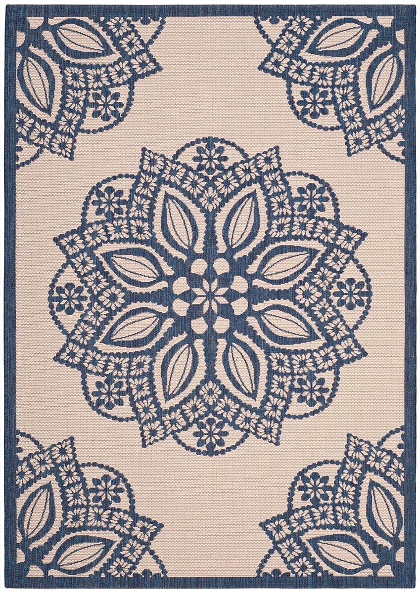 Safavieh Courtyard Cy6139 - 258 Beige / Navy Rugs - Safavieh - cy6139 - 258 - 7r