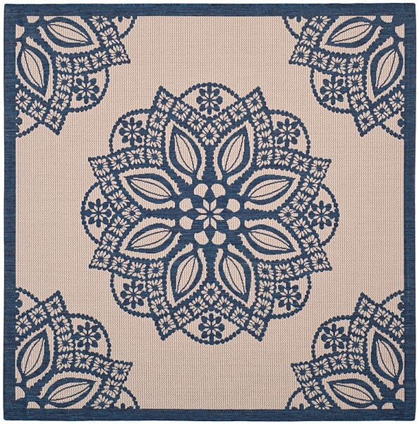 Safavieh Courtyard Cy6139 - 258 Beige / Navy Rugs - Safavieh - cy6139 - 258 - 7sq