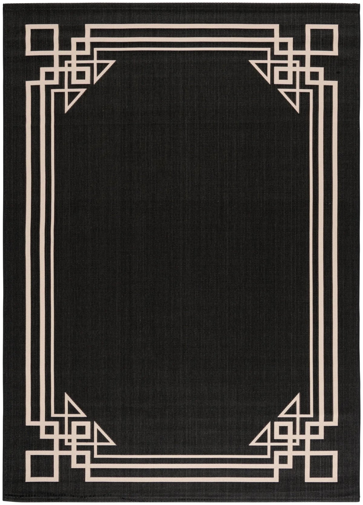 Safavieh Courtyard 6'-7" x 9'-6" Rug in Black / Light Beige
