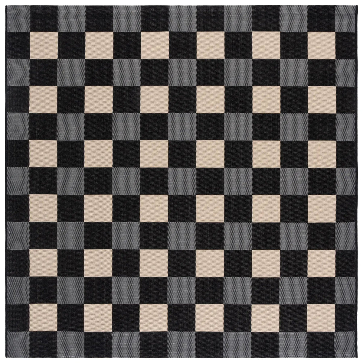 Safavieh Courtyard 6'-7" x 6'-7" Rug in Black / Beige