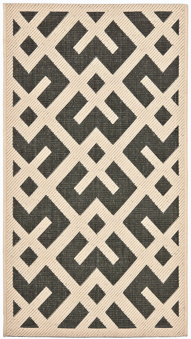 Safavieh Courtyard Cy6915 - 216 Black / Beige Rugs - Safavieh - cy6915 - 216 - 5r