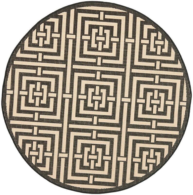 Safavieh Courtyard Cy6937 - 26 Black / Bone Rugs - Safavieh - cy6937 - 26 - 5r