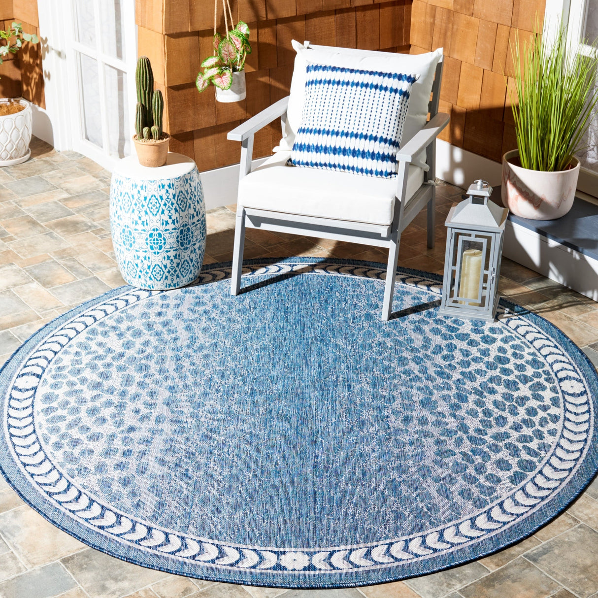 Safavieh Courtyard Cy8100 Blue/Ivory Rug - Safavieh - cy8100 - 53412 - 7r