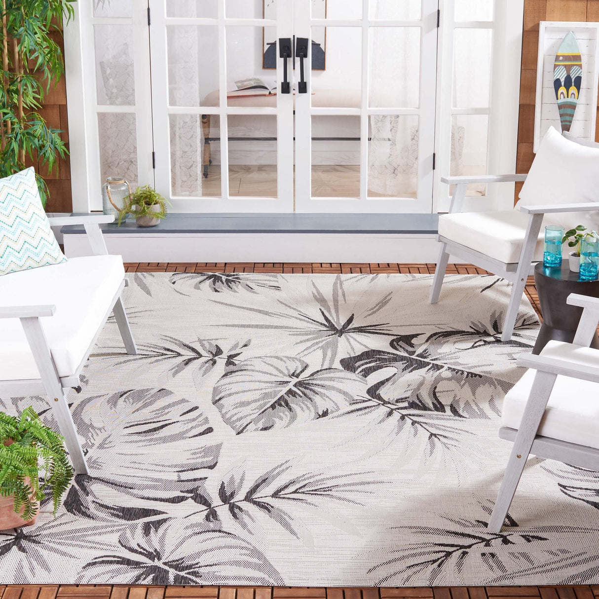 Safavieh Courtyard Cy8127 - 537 Ivory/Black Rug - Safavieh - cy8127 - 537 - 7r
