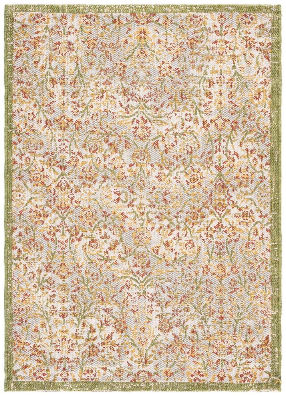 Safavieh Courtyard 4'-0" x 5'-7" Rug in Green Ivory / Red Yellow