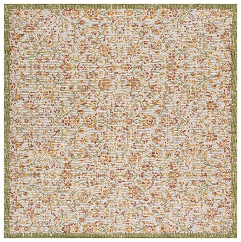 Safavieh Courtyard 6'-7" x 6'-7" Rug in Green Ivory / Red Yellow