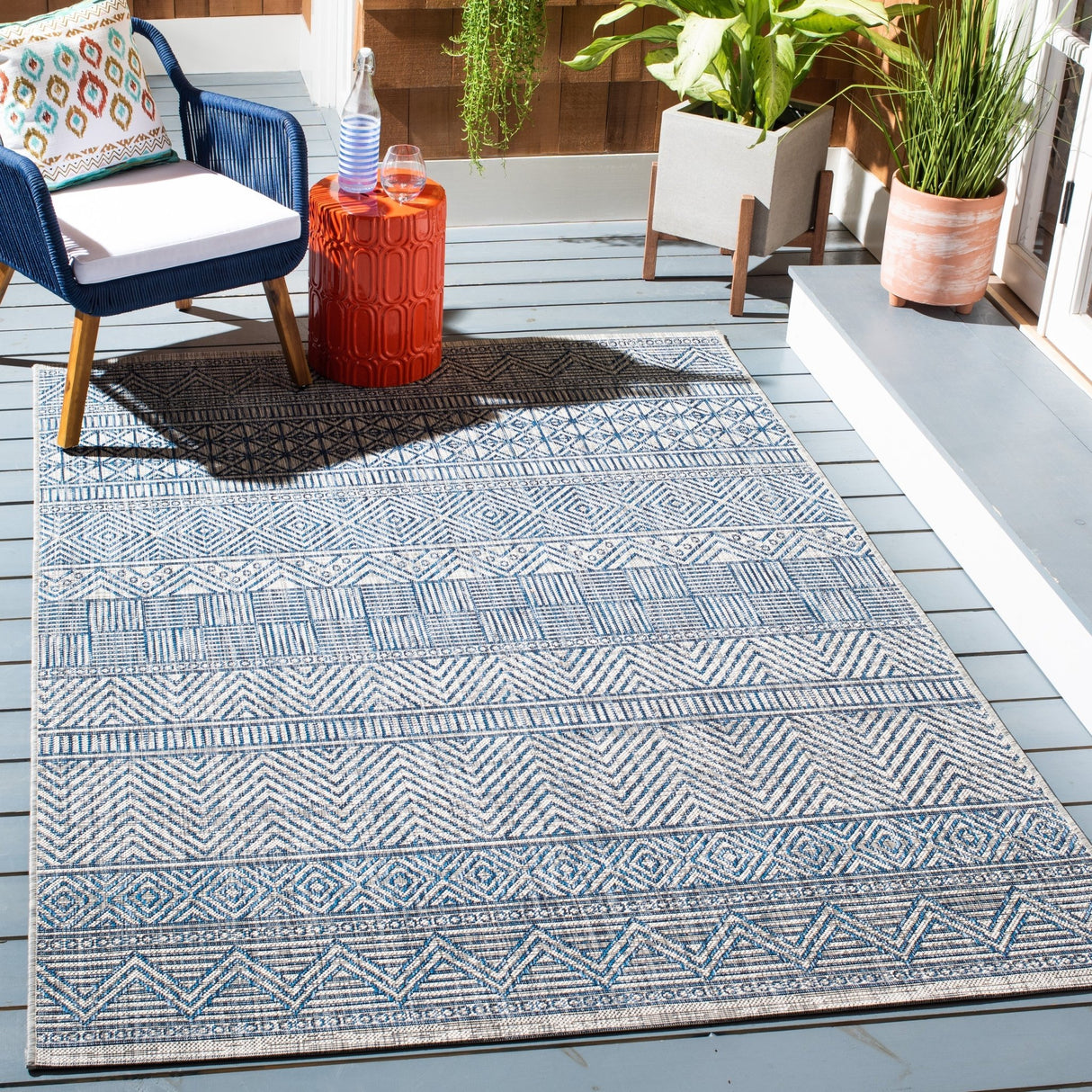 Safavieh Courtyard Cy8196 - 53412 Ivory/Navy Rugs - Safavieh - cy8196 - 53412 - 3