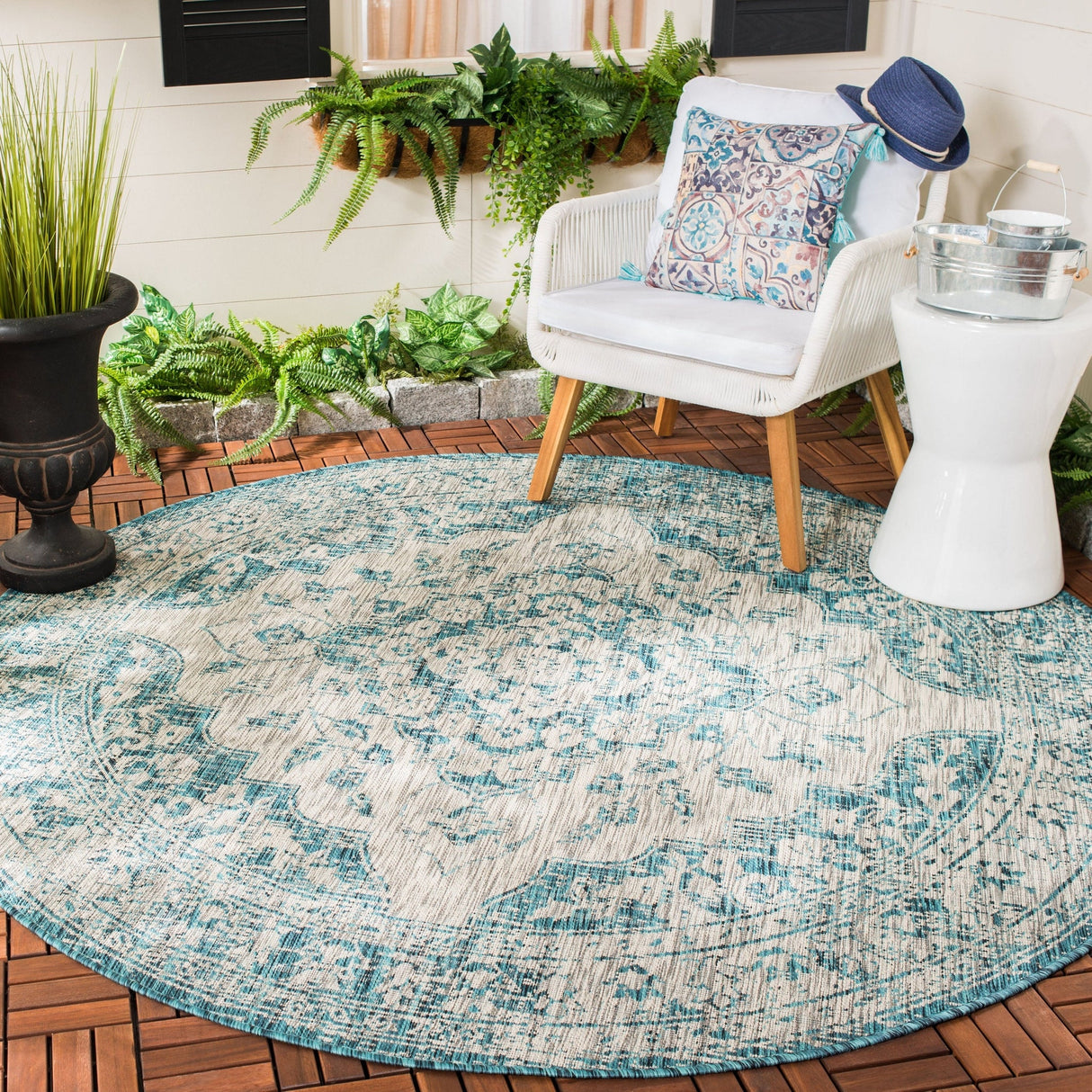 Safavieh Courtyard Cy8231 Grey/Blue Rug - Safavieh - cy8231 - 37212 - 7r