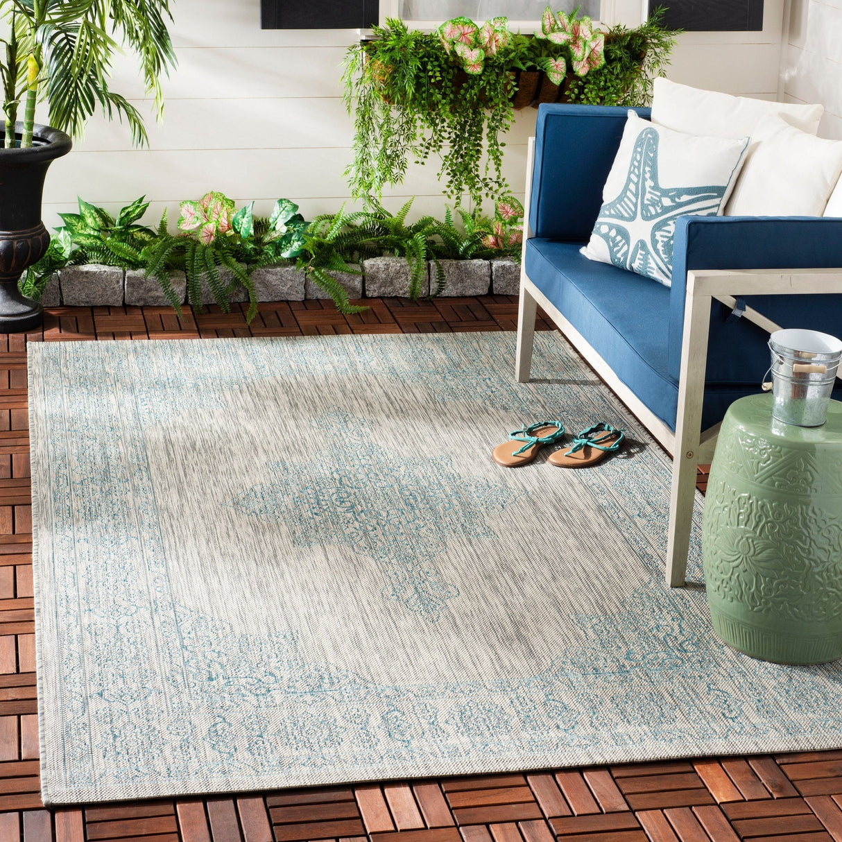 Safavieh Courtyard Cy8232 Grey/Aqua Rug - Safavieh - cy8232 - 37112 - 27