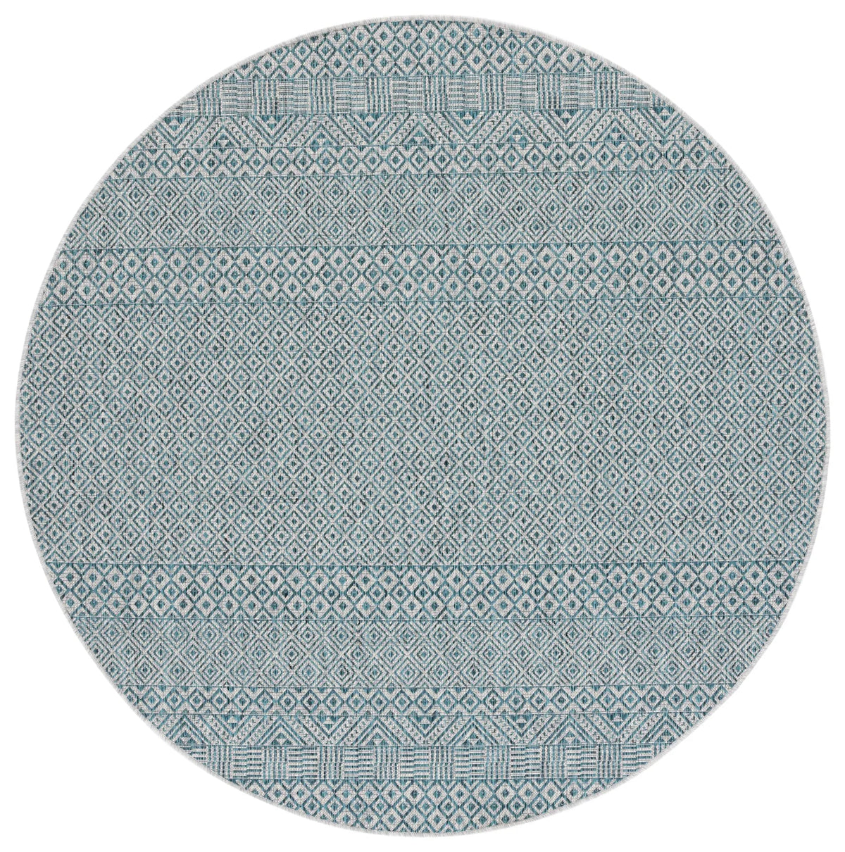 Safavieh Courtyard 6'-7" x 6'-7" Rug in Grey / Aqua
