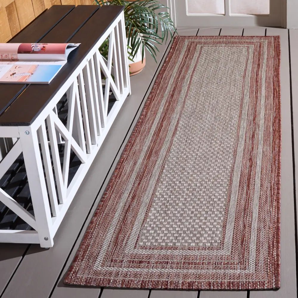 Safavieh Courtyard 2'-3" x 8'-0" Rug in Grey / Red