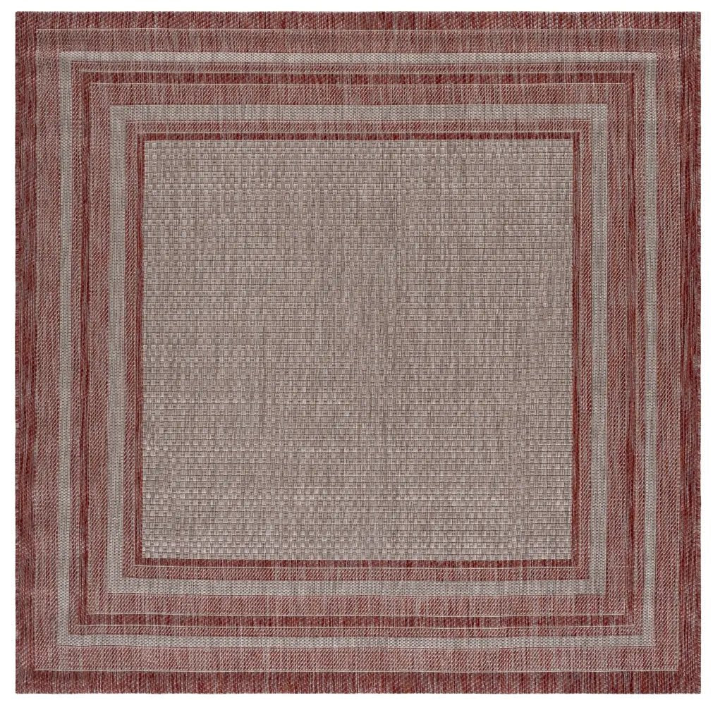 Safavieh Courtyard 6'-7" x 6'-7" Rug in Grey / Red