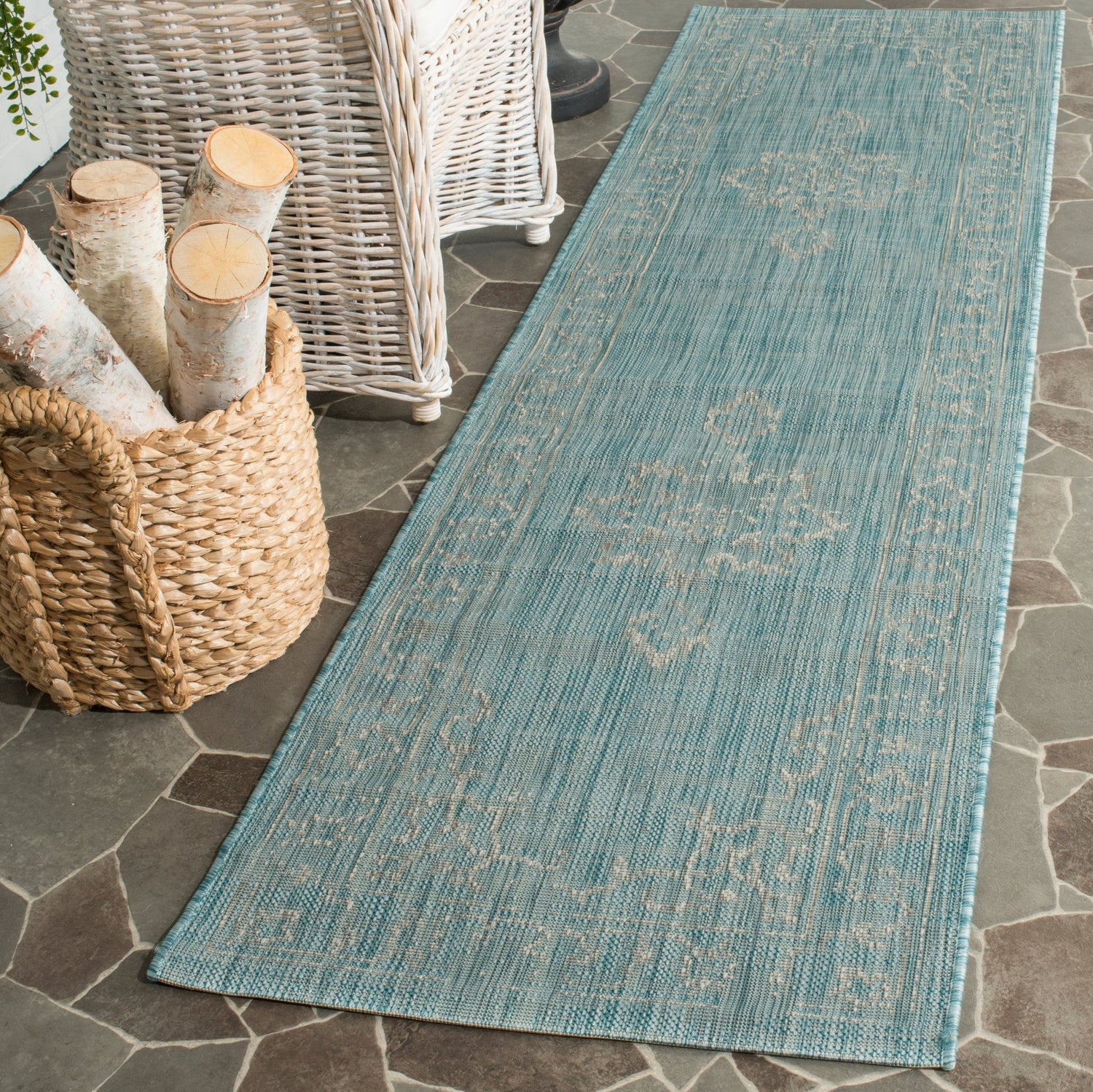 Safavieh Courtyard Cy8481 - 37121 Aqua/Grey Rug - Safavieh - cy8481 - 37121 - 7r
