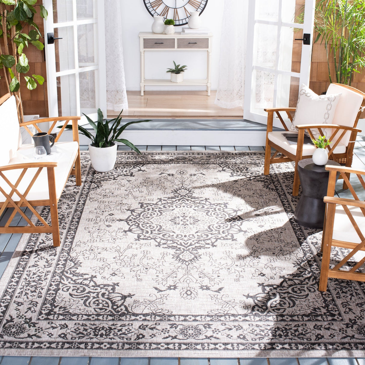Safavieh Courtyard Cy8679 - 36612 Beige/Black Rugs - Safavieh - cy8679 - 36612 - 8