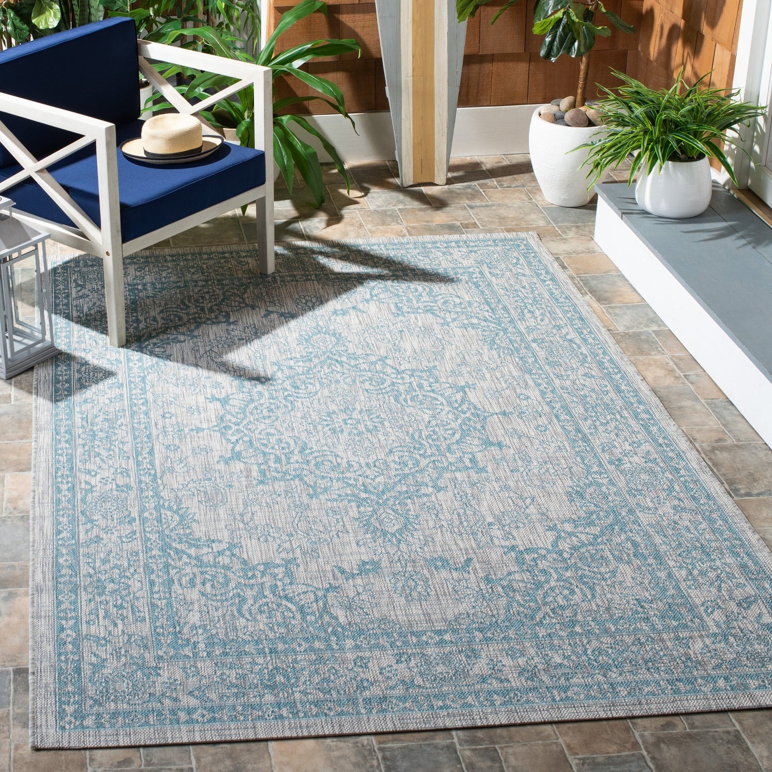 Safavieh Courtyard Cy8679 Light Grey/Aqua Rug - Safavieh - cy8679 - 37112 - 5