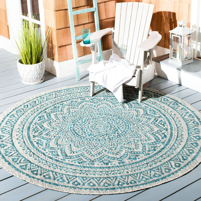Safavieh Courtyard Cy8734 Light Grey/Teal Rug - Safavieh - cy8734 - 37212 - 4r