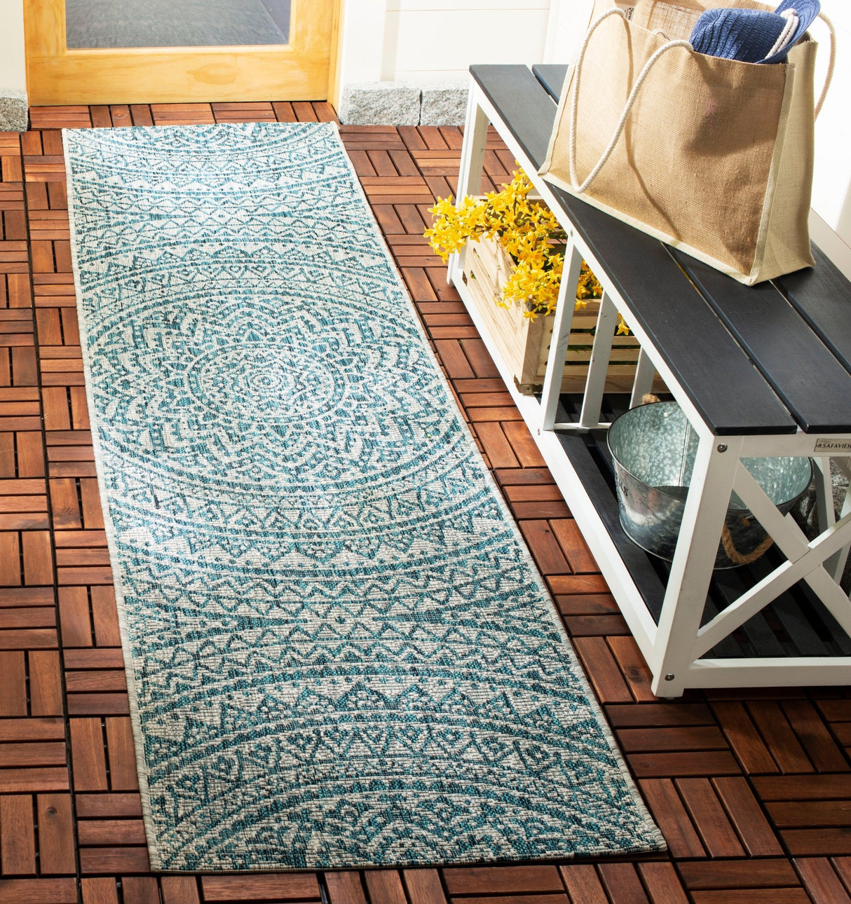 Safavieh Courtyard Cy8734 Light Grey/Teal Rug - Safavieh - cy8734 - 37212 - 4r