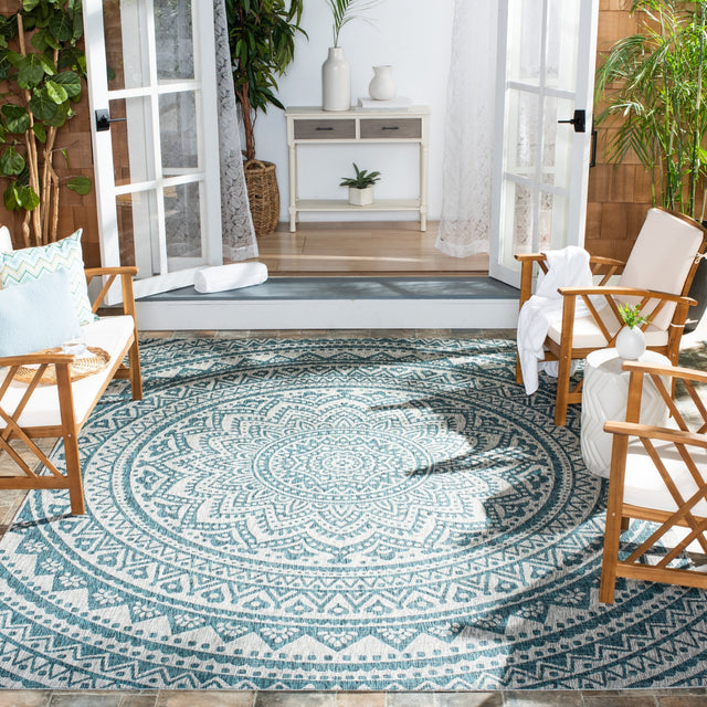 Safavieh Courtyard Cy8734 Light Grey/Teal Rug - Safavieh - cy8734 - 37212 - 4r