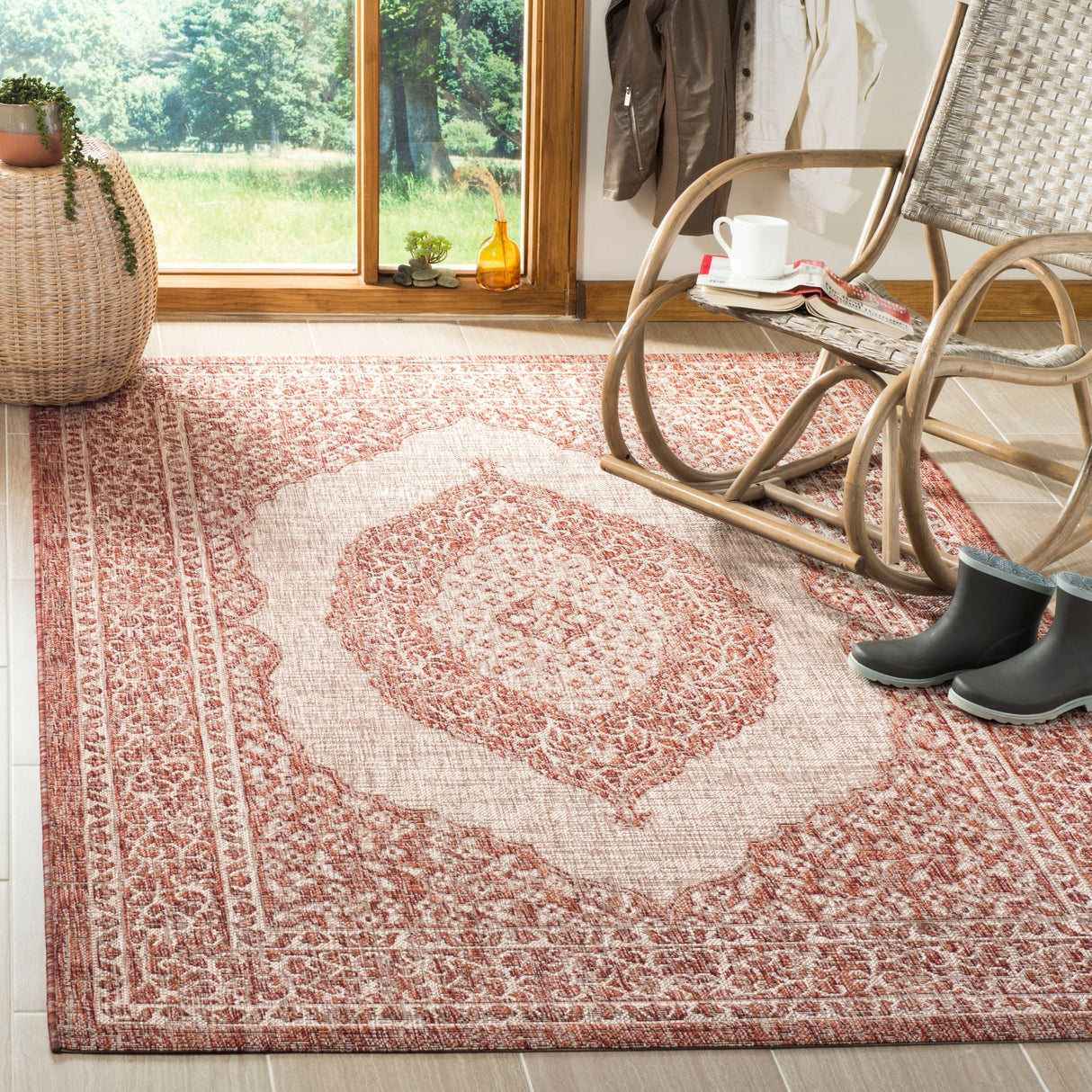 Safavieh Courtyard Cy8751 Light Beige/Terracotta Rug - Safavieh - cy8751 - 36512 - 9