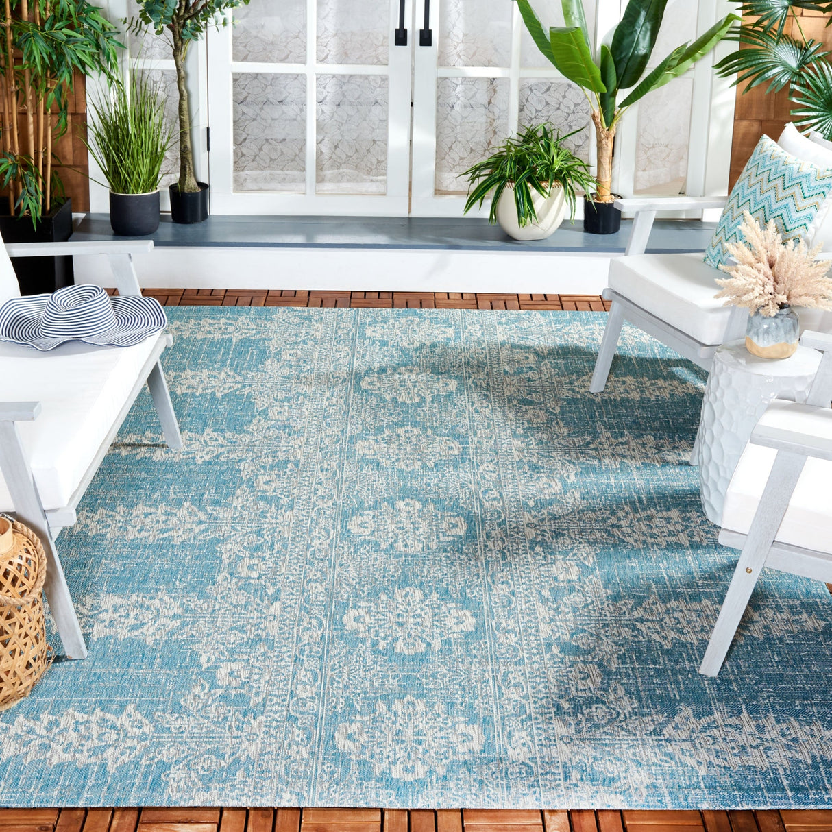 Safavieh Courtyard Cy8796 - 37121 Aqua/Grey Rug - Safavieh - cy8796 - 37121 - 5