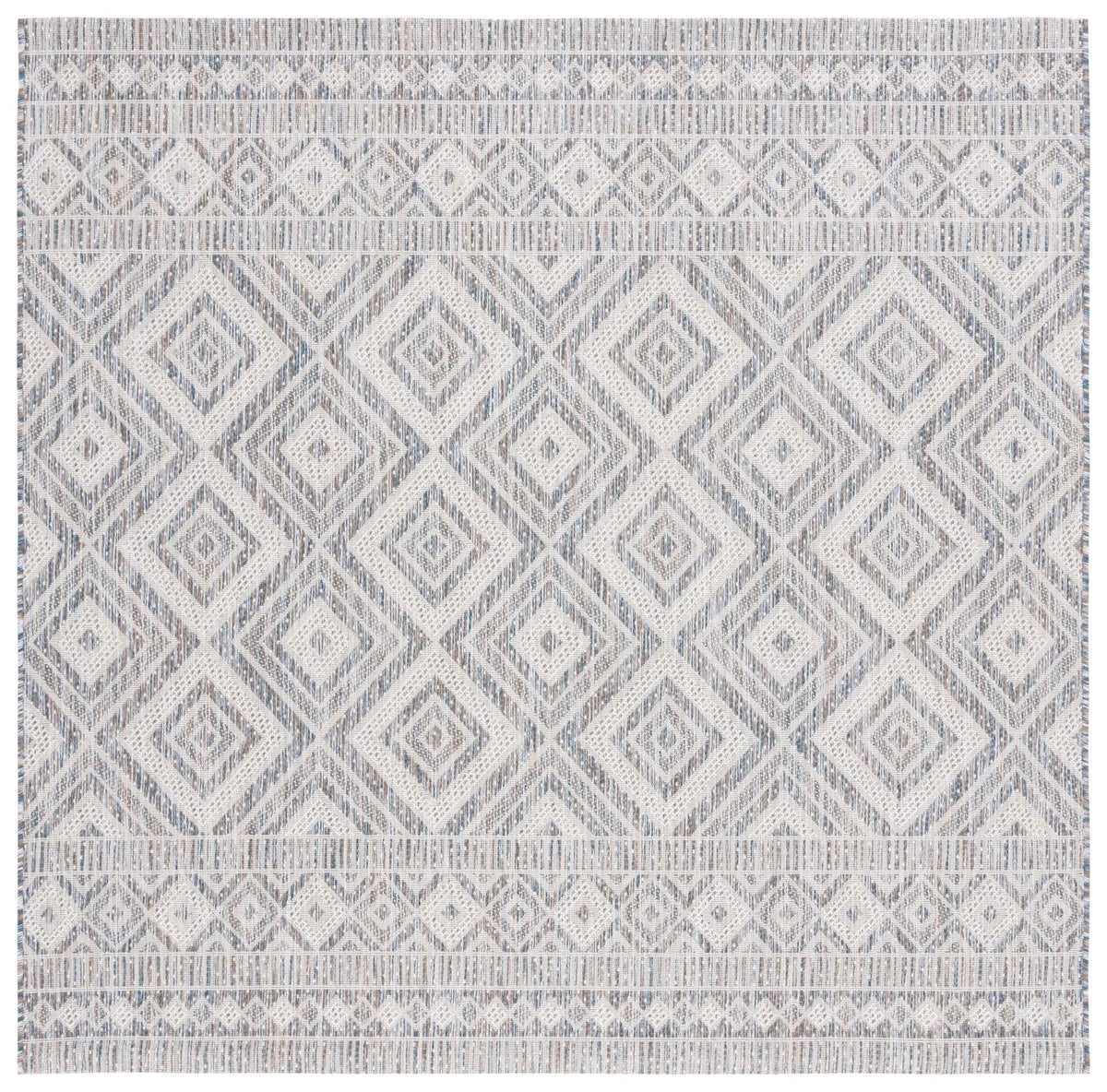 Safavieh Courtyard 6'-7" x 6'-7" Rug in Ivory Blue / Beige