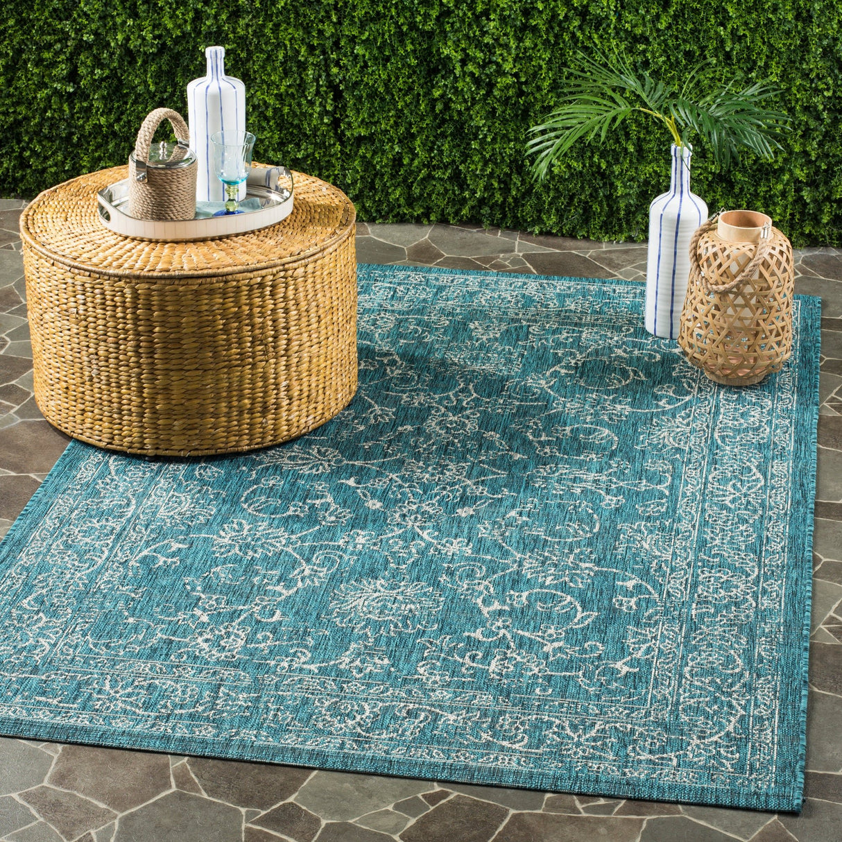 Safavieh Courtyard Cyb8680 - 37221 Turquoise Rug - Safavieh - cyb8680 - 37221 - 5