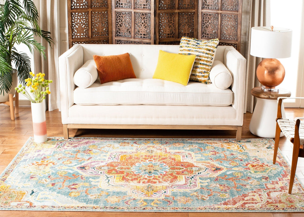 Safavieh Crystal Crs501K Orange/Teal Rug - Safavieh - crs501k - 4r